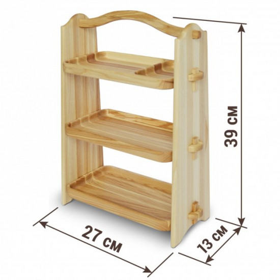 Three-tier wooden table shelf 39x27x13cm Color Natural wood Three-tier wooden table shelf 39x27x13cm Color Natural wood