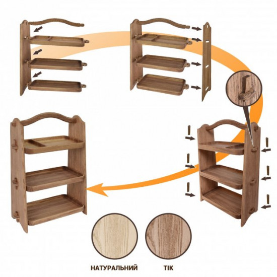 Three-tier wooden table shelf 39x27x13cm Color Natural wood Three-tier wooden table shelf 39x27x13cm Color Natural wood