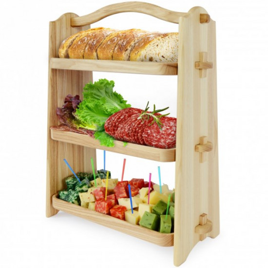 Three-tier wooden table shelf 39x27x13cm Color Natural wood Three-tier wooden table shelf 39x27x13cm Color Natural wood