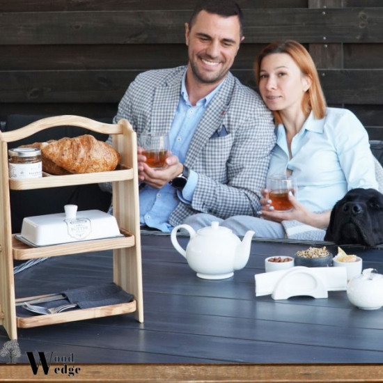 Three-tier wooden table shelf 39x27x13cm Color Natural wood Three-tier wooden table shelf 39x27x13cm Color Natural wood