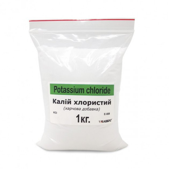 Калій хлористий Klebrig 1кг Добавка харчова Е-508 КЙхл-1 Калій хлористий Klebrig 1кг Добавка харчова Е-508 КЙхл-1