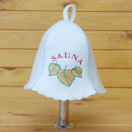 White sauna hat Sauna birch leaf White sauna hat Sauna birch leaf