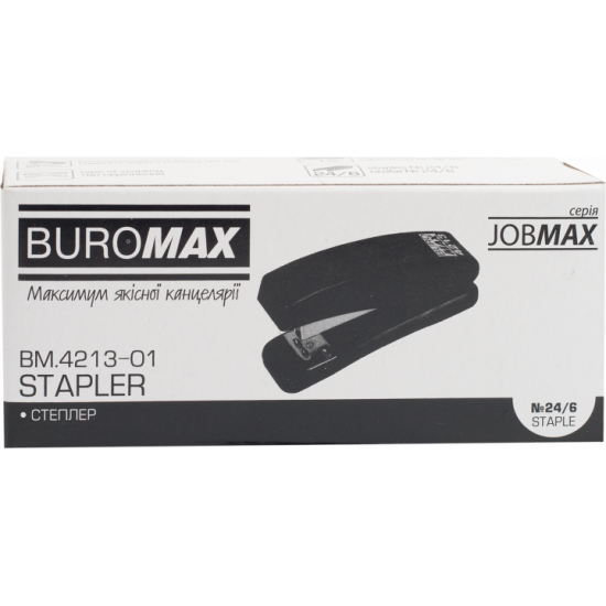 Степлер пластиковый Buromax Jobmax №24 15 листов Черный (BM.4213-01)