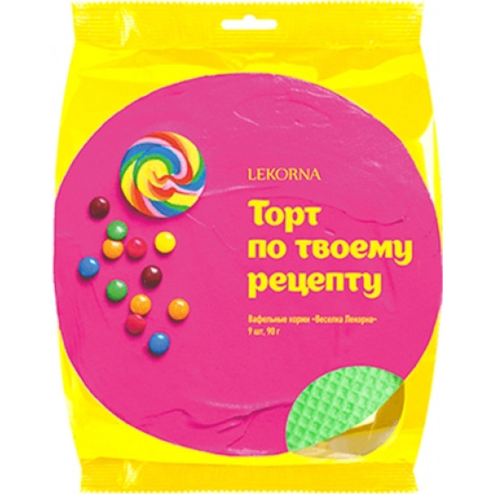 Упаковка вафельных коржей LEKORNA Радуга 90 г х 18 шт (4820143330217) Упаковка вафельных коржей LEKORNA Радуга 90 г х 18 шт (4820143330217)