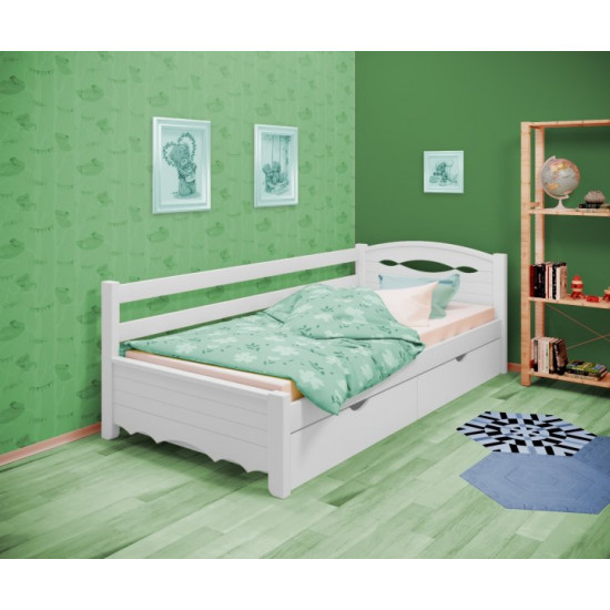 Кровать односпальная угловая RainbowDream Новус 80х190 см бело-розовый массив ольхи, с ящиками Кровать односпальная угловая RainbowDream Новус 80х190 см бело-розовый массив ольхи, с ящиками