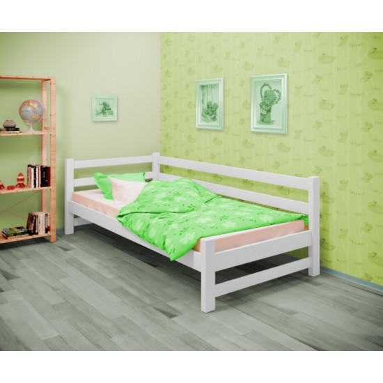 Кровать односпальная угловая RainbowDream Лентори 80х190 см белый массив ольхи, без ящиков Кровать односпальная угловая RainbowDream Лентори 80х190 см белый массив ольхи, без ящиков