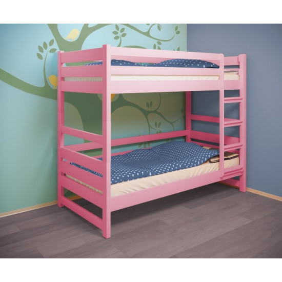 Кровать двухъярусная RainbowDream Мартино 80х190 см розовый массив ольхи, без ящиков Кровать двухъярусная RainbowDream Мартино 80х190 см розовый массив ольхи, без ящиков
