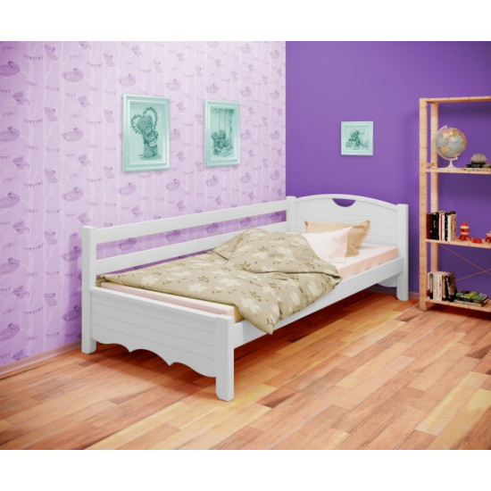 Кровать односпальная угловая RainbowDream Дженни 80х190 см белый массив ольхи, без ящиков Кровать односпальная угловая RainbowDream Дженни 80х190 см белый массив ольхи, без ящиков