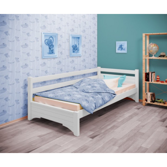 Кровать односпальная угловая RainbowDream Дюпон 80х190 см белый массив ольхи, без ящиков Кровать односпальная угловая RainbowDream Дюпон 80х190 см белый массив ольхи, без ящиков