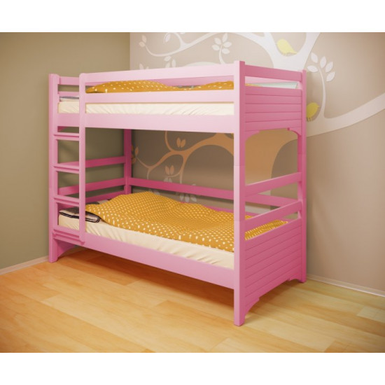 Кровать двухъярусная RainbowDream Дюпон 80х190 см розовый массив ольхи, без ящиков Кровать двухъярусная RainbowDream Дюпон 80х190 см розовый массив ольхи, без ящиков