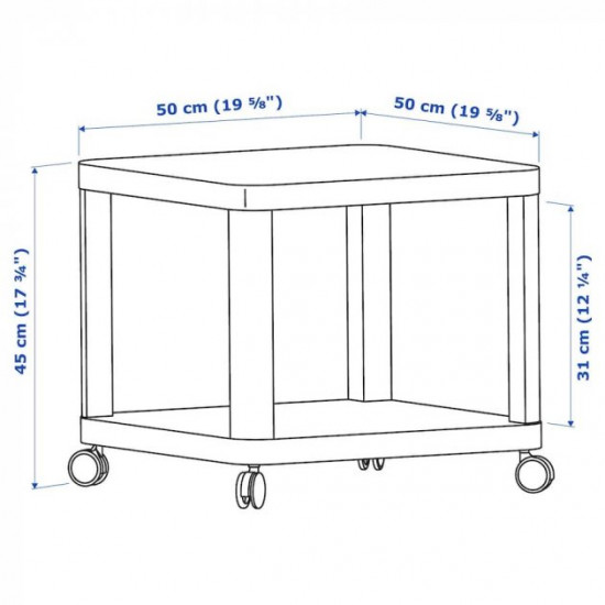 Журнальний столик на колесах IKEA TINGBY 50х50 см сірий (003.494.44) Журнальний столик на колесах IKEA TINGBY 50х50 см сірий (003.494.44)