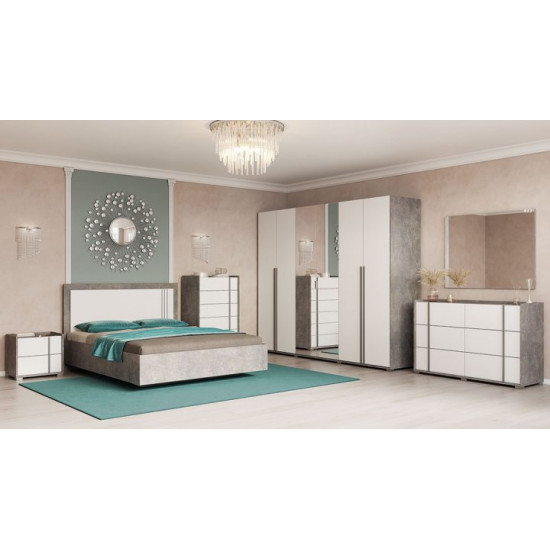 Bedroom set made of chipboard 6D Alexa 6994x2062x2205 mm industrial/white World of Furniture Bedroom set made of chipboard 6D Alexa 6994x2062x2205 mm industrial/white World of Furniture