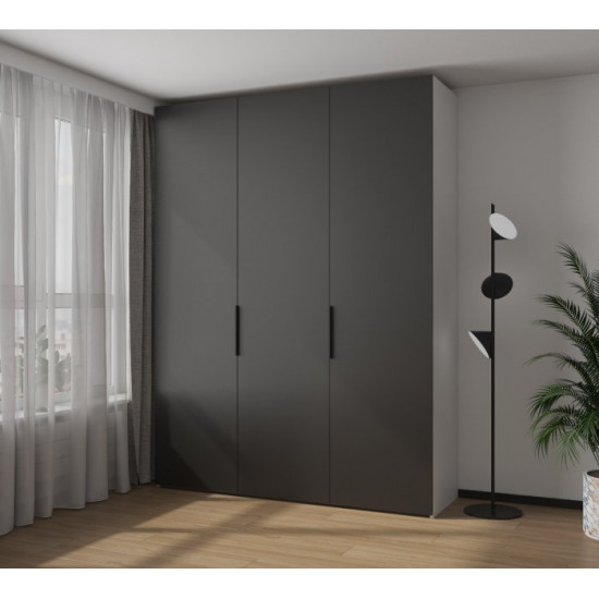 Шкаф VitalMebli Line 150-2 трехдверный 1500х560х2400 мм Белый корпус + двери Антрацит Шкаф VitalMebli Line 150-2 трехдверный 1500х560х2400 мм Белый корпус + двери Антрацит