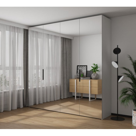 Шкаф VitalMebli Line 240-2 четырехдверный 2400х560х2400 мм Белый корпус + двери Зеркала Шкаф VitalMebli Line 240-2 четырехдверный 2400х560х2400 мм Белый корпус + двери Зеркала