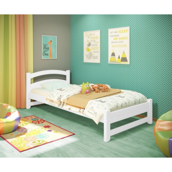 Кровать односпальная RainbowDream Милана 80х200 см белый массив ольхи, без ящиков Кровать односпальная RainbowDream Милана 80х200 см белый массив ольхи, без ящиков