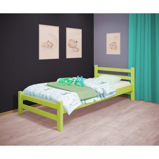 Кровать односпальная RainbowDream Томас 80х160 см зеленый массив ольхи, без ящиков Кровать односпальная RainbowDream Томас 80х160 см зеленый массив ольхи, без ящиков