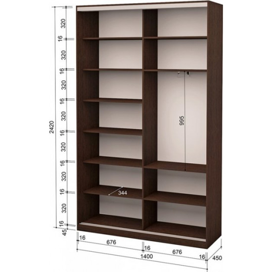 Two-door wardrobe Roko 140x242x45 cm chipboard Oak Wenge (20200025023) Two-door wardrobe Roko 140x242x45 cm chipboard Oak Wenge (20200025023)