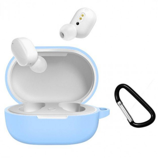 Силиконовый чехол с карабином для наушников Xiaomi AirDots 3 Blue Голубой Силиконовый чехол с карабином для наушников Xiaomi AirDots 3 Blue Голубой