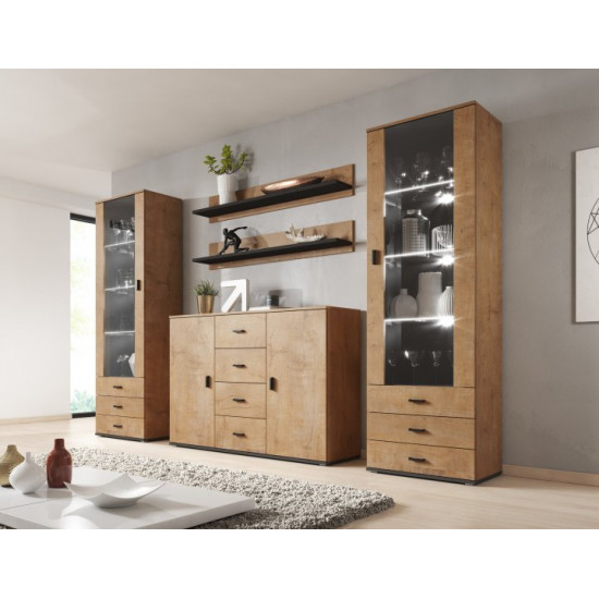 Вітальня CAMA SOHO 3 Дуб Лефкас/Чорний мат Вітальня CAMA SOHO 3 Дуб Лефкас/Чорний мат