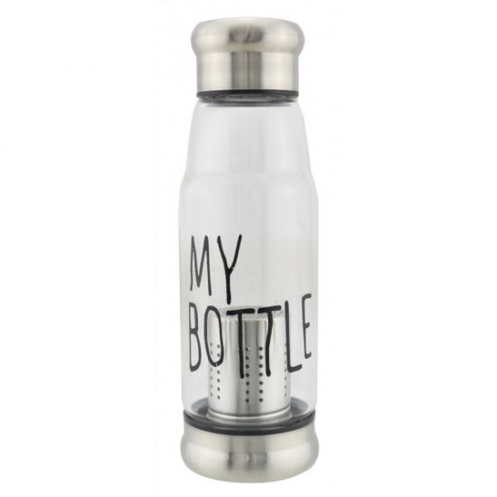 Стеклянная бутылка My Bottle 420 мл с ситечком для заварки Оригинал серебряный Стеклянная бутылка My Bottle 420 мл с ситечком для заварки Оригинал серебряный
