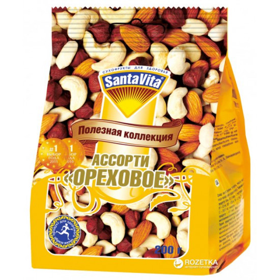 Ассорти Ореховое SantaVita Полезная коллекция 200 г (4820061501300) Ассорти Ореховое SantaVita Полезная коллекция 200 г (4820061501300)