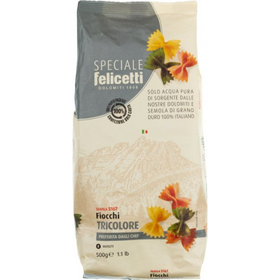 Pasta Felicetti Fiocchi Tricolor 500 g (8000755585687) Pasta Felicetti Fiocchi Tricolor 500 g (8000755585687)