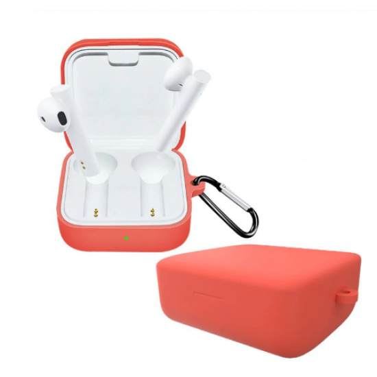 Силиконовый чехол с карабином для наушников Xiaomi Mi Air 2 SE Pink Розовый Силиконовый чехол с карабином для наушников Xiaomi Mi Air 2 SE Pink Розовый