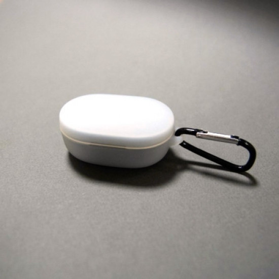 Силиконовый чехол с карабином для наушников Xiaomi AirDots 3 White Белый Силиконовый чехол с карабином для наушников Xiaomi AirDots 3 White Белый