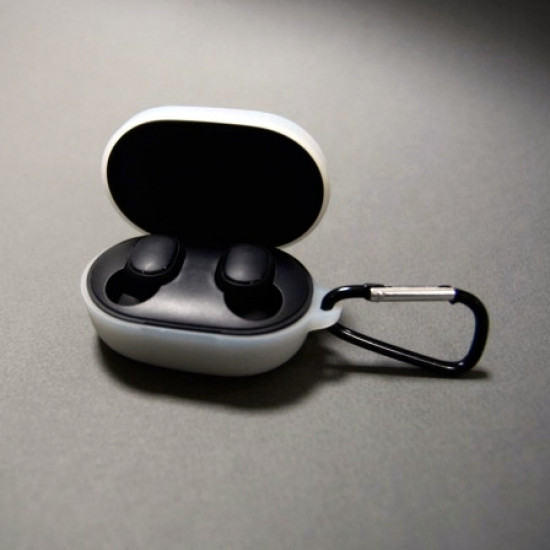 Силиконовый чехол с карабином для наушников Xiaomi AirDots 3 White Белый Силиконовый чехол с карабином для наушников Xiaomi AirDots 3 White Белый