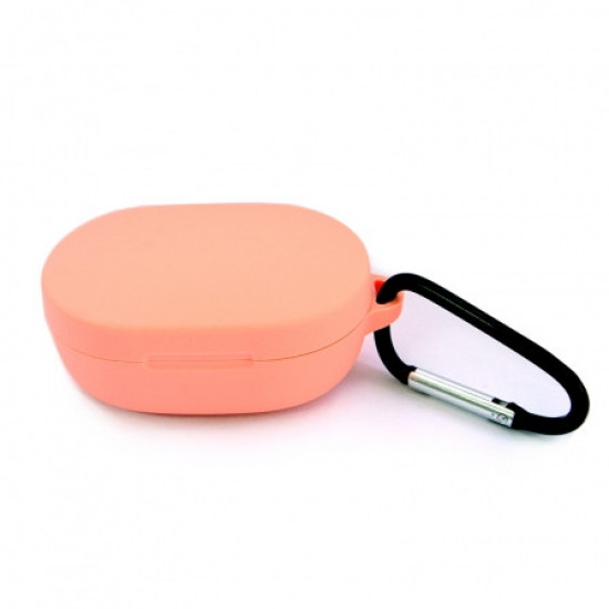 Силиконовый чехол с карабином для наушников Xiaomi AirDots 3 Orange Персиковый Силиконовый чехол с карабином для наушников Xiaomi AirDots 3 Orange Персиковый