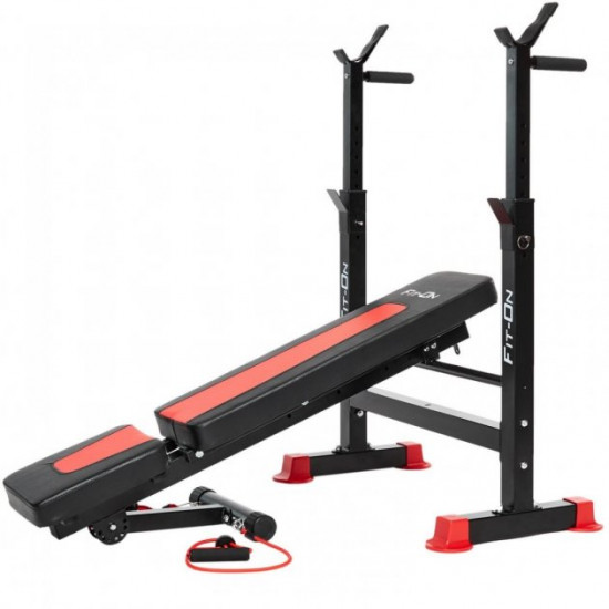 Скамья тренировочная Fit-On FN-S101 + штанга и гантели 135кг Скамья тренировочная Fit-On FN-S101 + штанга и гантели 135кг