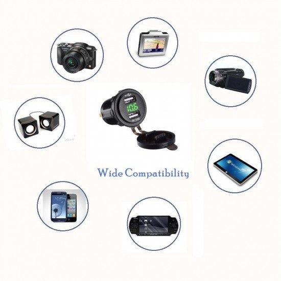 LiDiVi 2 USB Charger Socket Power Outlet 2.1A & 2.1A with 12-24V Voltmeter Green LED Digital Display for Car Boat Marine Mobile. Shipping: FREE Standard LiDiVi 2 USB Charger Socket Power Outlet 2.1A & 2.1A with 12-24V Voltmeter Green LED Digital Display for Car Boat Marine Mobile. Shipping: FREE Standard