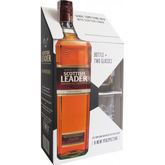 Виски Scottish Leader 3 года выдержки 0.7 л 40% + 2 бокала Виски Scottish Leader 3 года выдержки 0.7 л 40% + 2 бокала