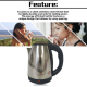 Stainless steel electric kettle, 2L, energy-efficient, anti-dry, water proof, heating, drip tray, jug shut off automatically, kettle Stainless steel electric kettle, 2L, energy-efficient, anti-dry, water proof, heating, drip tray, jug shut off automatically, kettle