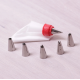 Kamille piping bag with adapter and 6 steel attachments. 2 pieces. Kamille piping bag with adapter and 6 steel attachments. 2 pieces.