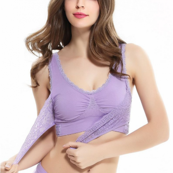 Lingerie Lace Solid Color Cross Side Buckle Without Rims Gathered Sports Underwear Sleep Bra New Lingerie Lace Solid Color Cross Side Buckle Without Rims Gathered Sports Underwear Sleep Bra New