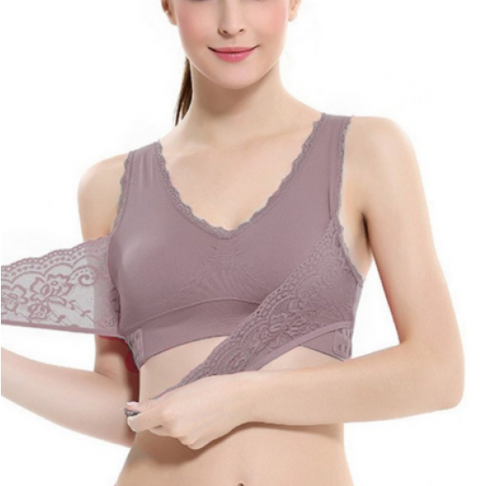 Lingerie Lace Solid Color Cross Side Buckle Without Rims Gathered Sports Underwear Sleep Bra New Lingerie Lace Solid Color Cross Side Buckle Without Rims Gathered Sports Underwear Sleep Bra New