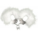 Adrien Lastic Handcuffs White metal handcuffs with white trim Adrien Lastic Handcuffs White metal handcuffs with white trim