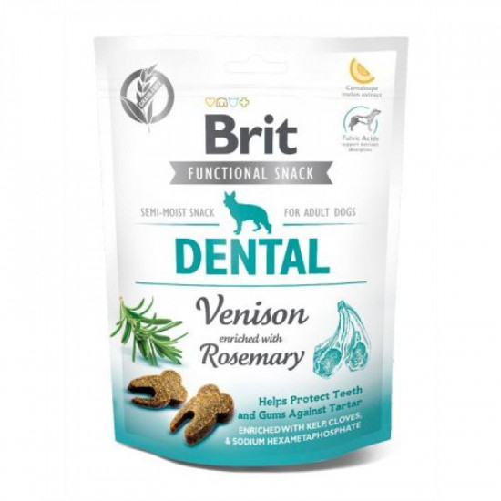 Brit Care (Брит Кеа) Dog Functional Snack Dental – Функціональні ласощі для захисту зубів і ясен з оленіною та розмарином для дорослих собак усіх порід Brit Care (Брит Кеа) Dog Functional Snack Dental – Функціональні ласощі для захисту зубів і ясен з оленіною та розмарином для дорослих собак усіх порід