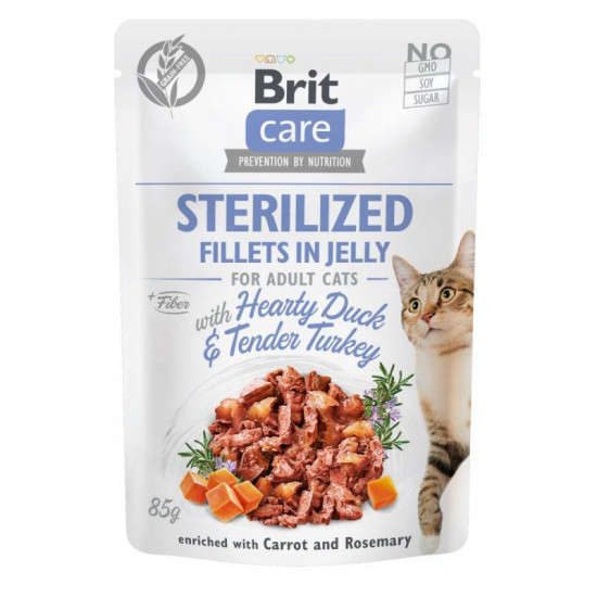 Brit Care (Брит Кеа) Sterilized Fillets in Jelly Hearty Duck & Tender Turkey - Влажный корм с уткой и индейкой для стерилизованных котов (филе в желе) Brit Care (Брит Кеа) Sterilized Fillets in Jelly Hearty Duck & Tender Turkey - Влажный корм с уткой и индейкой для стерилизованных котов (филе в желе)
