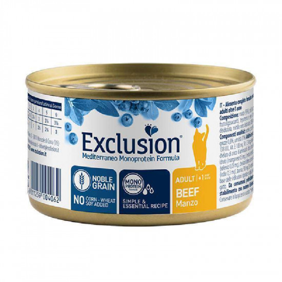 Exclusion Noble Grain Cat Adult Beef - A tinned monoprotein forage with beef for adult cats of all breeds Exclusion Noble Grain Cat Adult Beef - A tinned monoprotein forage with beef for adult cats of all breeds