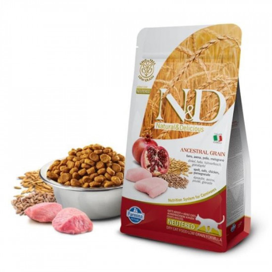 Farmina (Фармина) N&D Low Grain Cat Neutered Chicken Adult - Низкозерновой сухой корм с курицей и гранатом для стерилизованных взрослых котов Farmina (Фармина) N&D Low Grain Cat Neutered Chicken Adult - Низкозерновой сухой корм с курицей и гранатом для стерилизованных взрослых котов