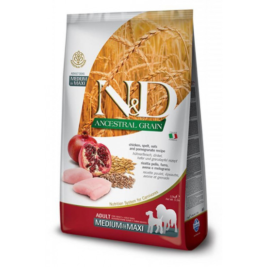 Farmina (Pharmina) N&D Low Grain Dog Chicken & Pomegranate Adult Medium&Maxi - A low-grain dry feed with chicken and pomegranate for dogs of average and big breeds Farmina (Pharmina) N&D Low Grain Dog Chicken & Pomegranate Adult Medium&Maxi - A low-grain dry feed with chicken and pomegranate for dogs of average and big breeds