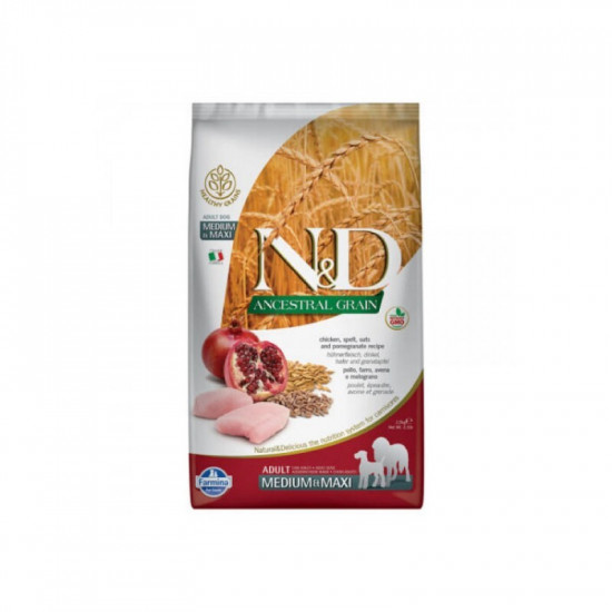 Farmina (Pharmina) N&D Low Grain Dog Chicken & Pomegranate Adult Medium&Maxi - A low-grain dry feed with chicken and pomegranate for dogs of average and big breeds Farmina (Pharmina) N&D Low Grain Dog Chicken & Pomegranate Adult Medium&Maxi - A low-grain dry feed with chicken and pomegranate for dogs of average and big breeds