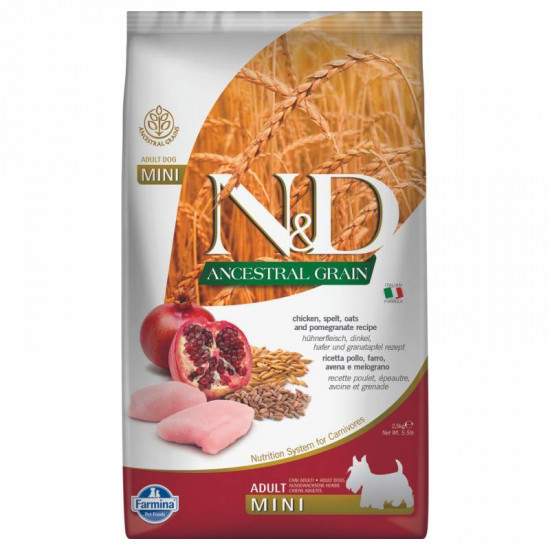 Farmina (Pharmina) N&D Low Grain Dog Chicken & Pomegranate Adult Mini - A low-grain dry feed with chicken and pomegranate for dogs of small breeds Farmina (Pharmina) N&D Low Grain Dog Chicken & Pomegranate Adult Mini - A low-grain dry feed with chicken and pomegranate for dogs of small breeds