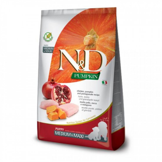 Farmina (Pharmina) N&D Pumpkin GF Chicken & Pomegranate Puppy Medium & Maxi – Bezzernova a dry feed with chicken, pumpkin and pomegranate for puppies of average and large breeds Farmina (Pharmina) N&D Pumpkin GF Chicken & Pomegranate Puppy Medium & Maxi – Bezzernova a dry feed with chicken, pumpkin and pomegranate for puppies of average and large breeds