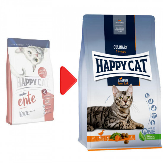 Happy Cat (Хеппи Кэт) Culinary Adult Land-Ente - Сухой корм с уткой для котов с чувствительным пищеварением Happy Cat (Хеппи Кэт) Culinary Adult Land-Ente - Сухой корм с уткой для котов с чувствительным пищеварением