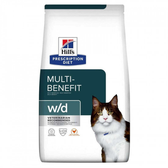Hill' s (Hills) of Prescription Diet w/d Multi-Benefit (Digestive/Weight Management) is the Forage diet with chicken for cats with problems of digestion and excess weight Hill' s (Hills) of Prescription Diet w/d Multi-Benefit (Digestive/Weight Management) is the Forage diet with chicken for cats with problems of digestion and excess weight
