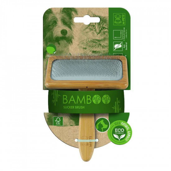 M-Pets (М-Петс) Bamboo Slicker Brush - Щетка-пуходерка с ручкой из бамбука для собак и котов M-Pets (М-Петс) Bamboo Slicker Brush - Щетка-пуходерка с ручкой из бамбука для собак и котов