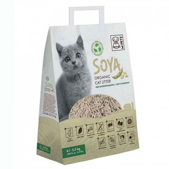 M-Pets (М-Петс) Soya Organic Cat Litter – Органический 100% биоразлагаемый наполнитель для кошачьего туалета M-Pets (М-Петс) Soya Organic Cat Litter – Органический 100% биоразлагаемый наполнитель для кошачьего туалета